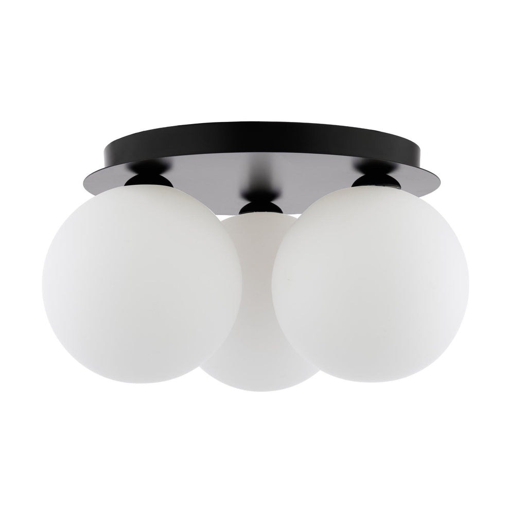 FOL5322-23 Foley 3 Light Flush Matt Black With Opal Glass