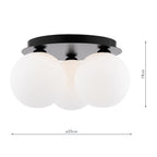 FOL5322-23 Foley 3 Light Flush Matt Black With Opal Glass