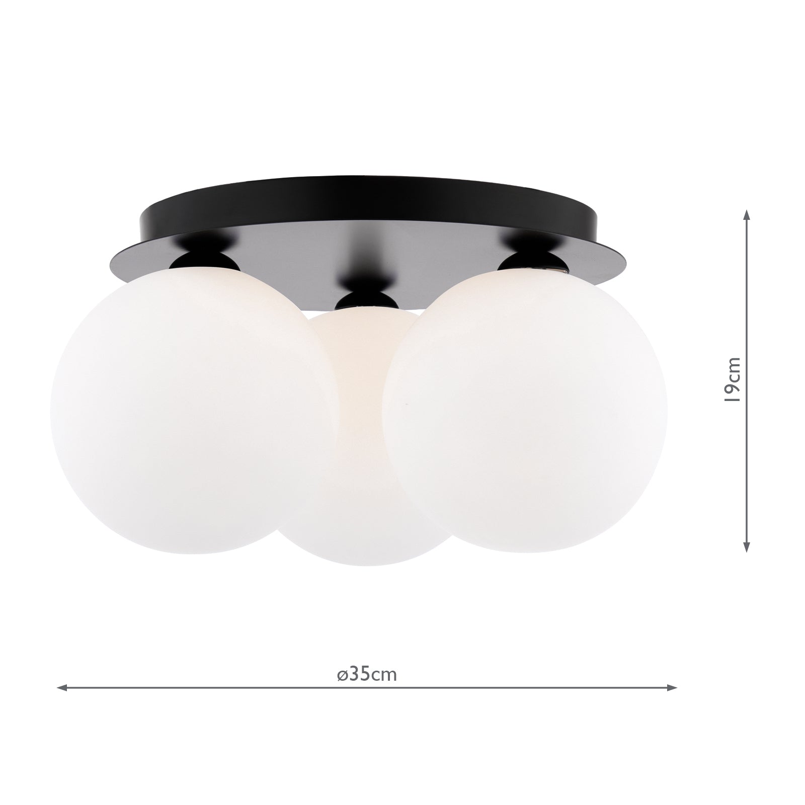 FOL5322-23 Foley 3 Light Flush Matt Black With Opal Glass