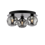 FOL5322-28 Foley 3 Light Flush Matt Black With Closed Organic Smoked Glass