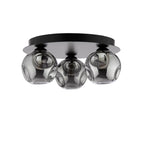 FOL5322-28 Foley 3 Light Flush Matt Black With Closed Organic Smoked Glass
