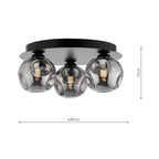 FOL5322-28 Foley 3 Light Flush Matt Black With Closed Organic Smoked Glass