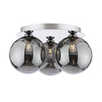 FOL5350-10 Foley 3 Light Flush Polished Chrome With Smoked Dimpled Glass