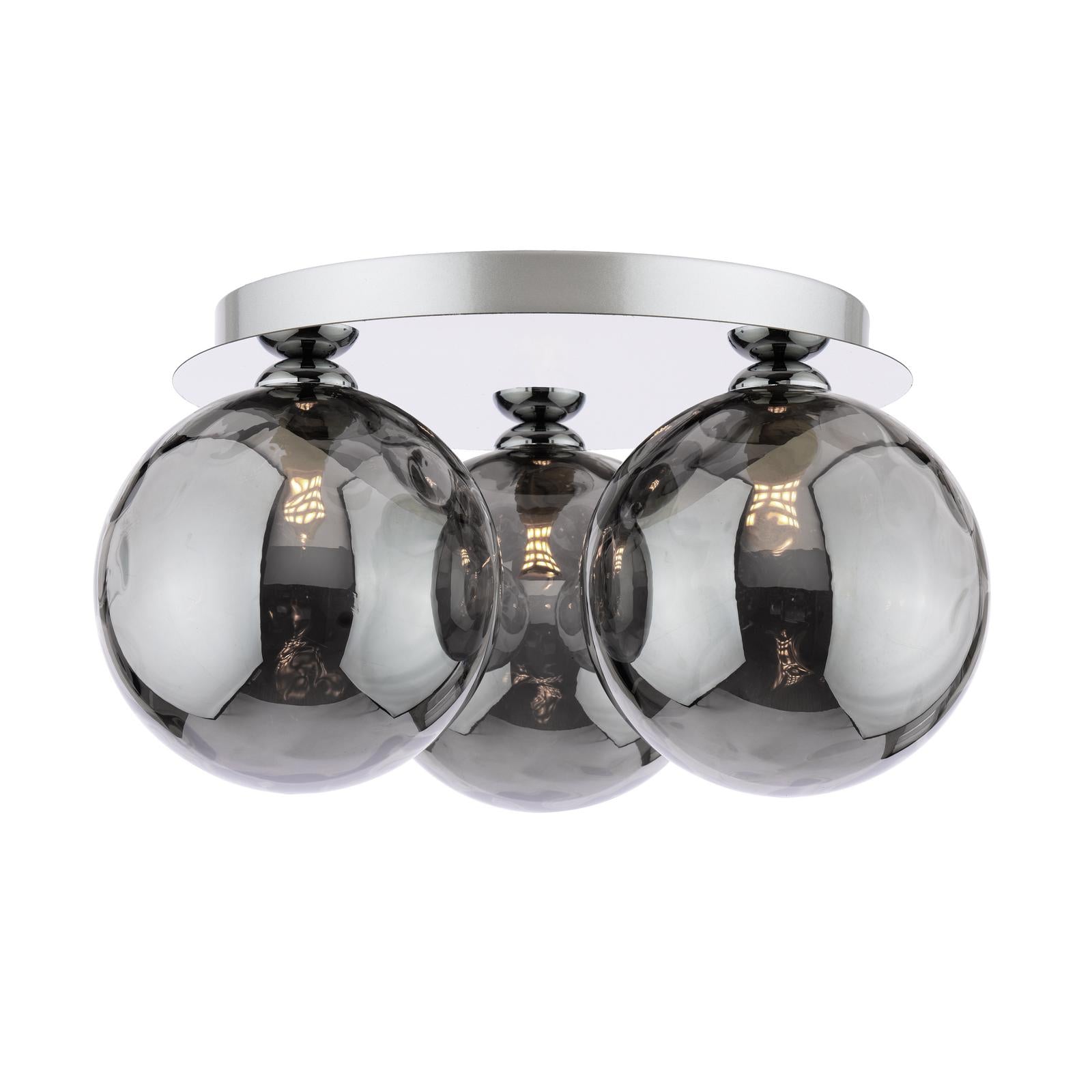 FOL5350-10 Foley 3 Light Flush Polished Chrome With Smoked Dimpled Glass