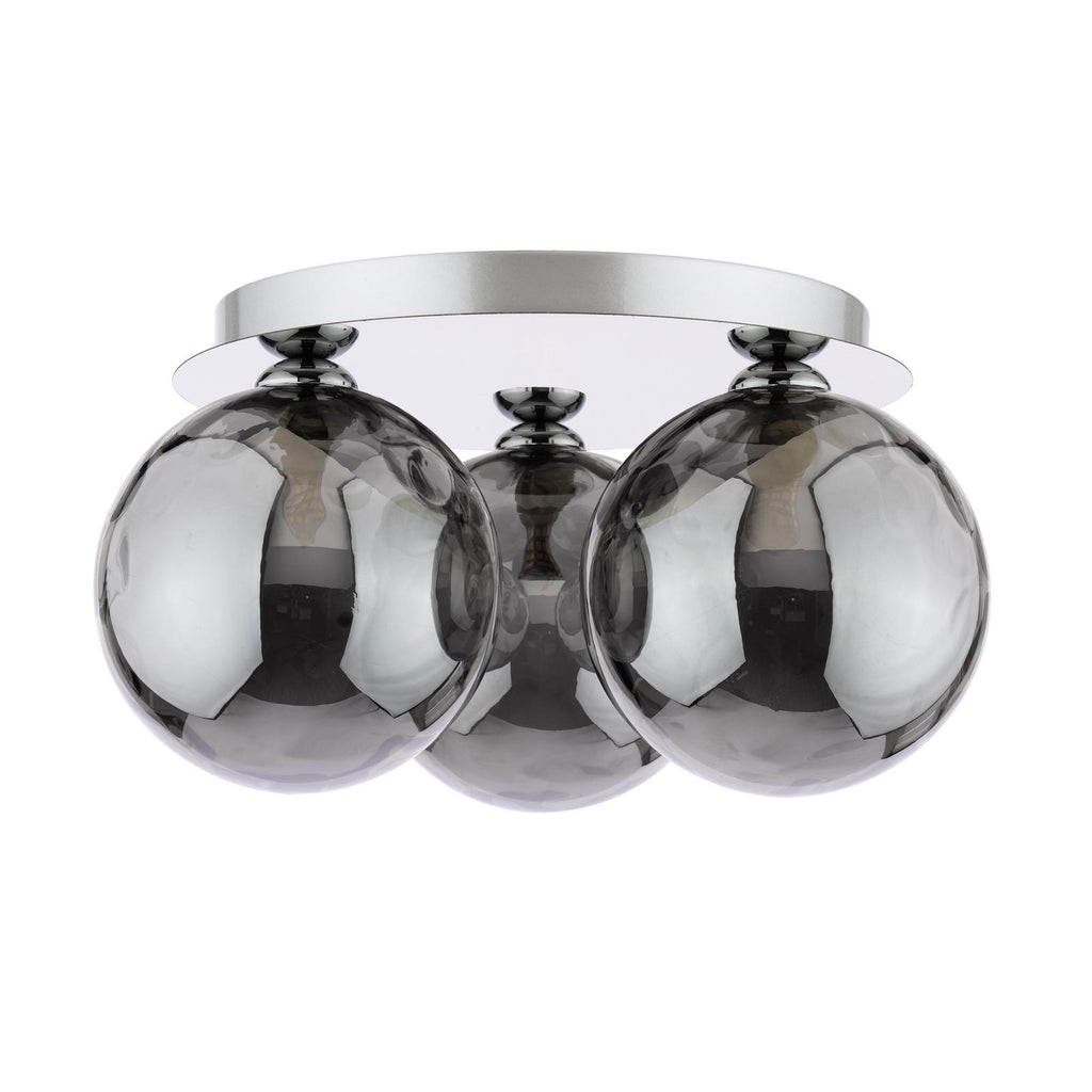 FOL5350-10 Foley 3 Light Flush Polished Chrome With Smoked Dimpled Glass