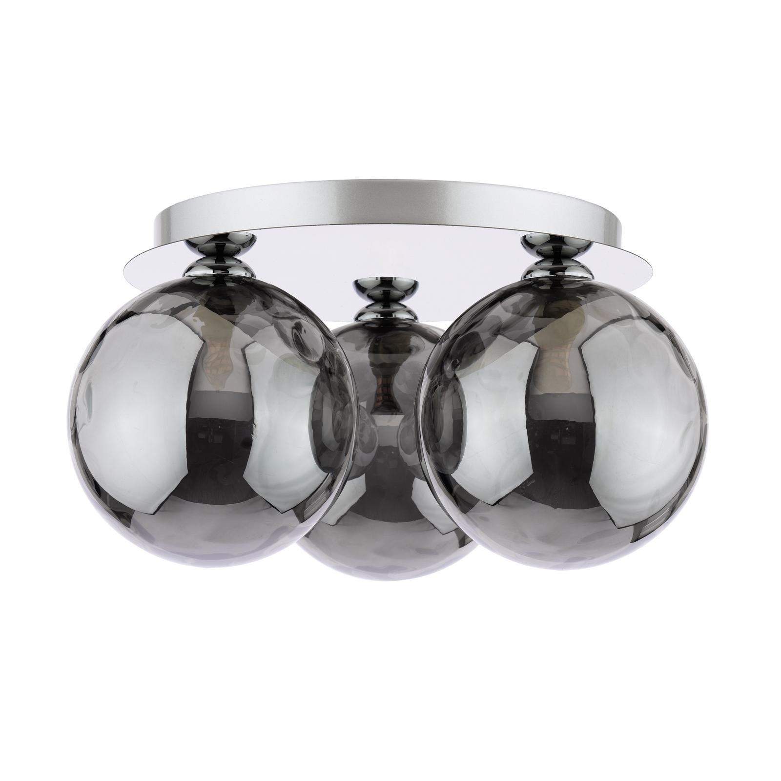 FOL5350-10 Foley 3 Light Flush Polished Chrome With Smoked Dimpled Glass