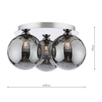 FOL5350-10 Foley 3 Light Flush Polished Chrome With Smoked Dimpled Glass