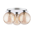 FOL5350-11 Foley 3 Light Flush Polished Chrome With Amber Dimpled Glass