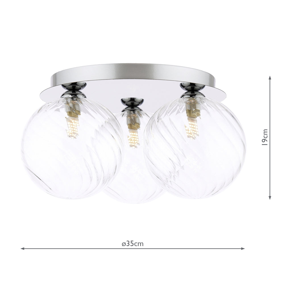 FOL5350-22 Foley 3 Light Flush Polished Chrome With Closed Glass