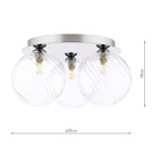 FOL5350-22 Foley 3 Light Flush Polished Chrome With Closed Glass