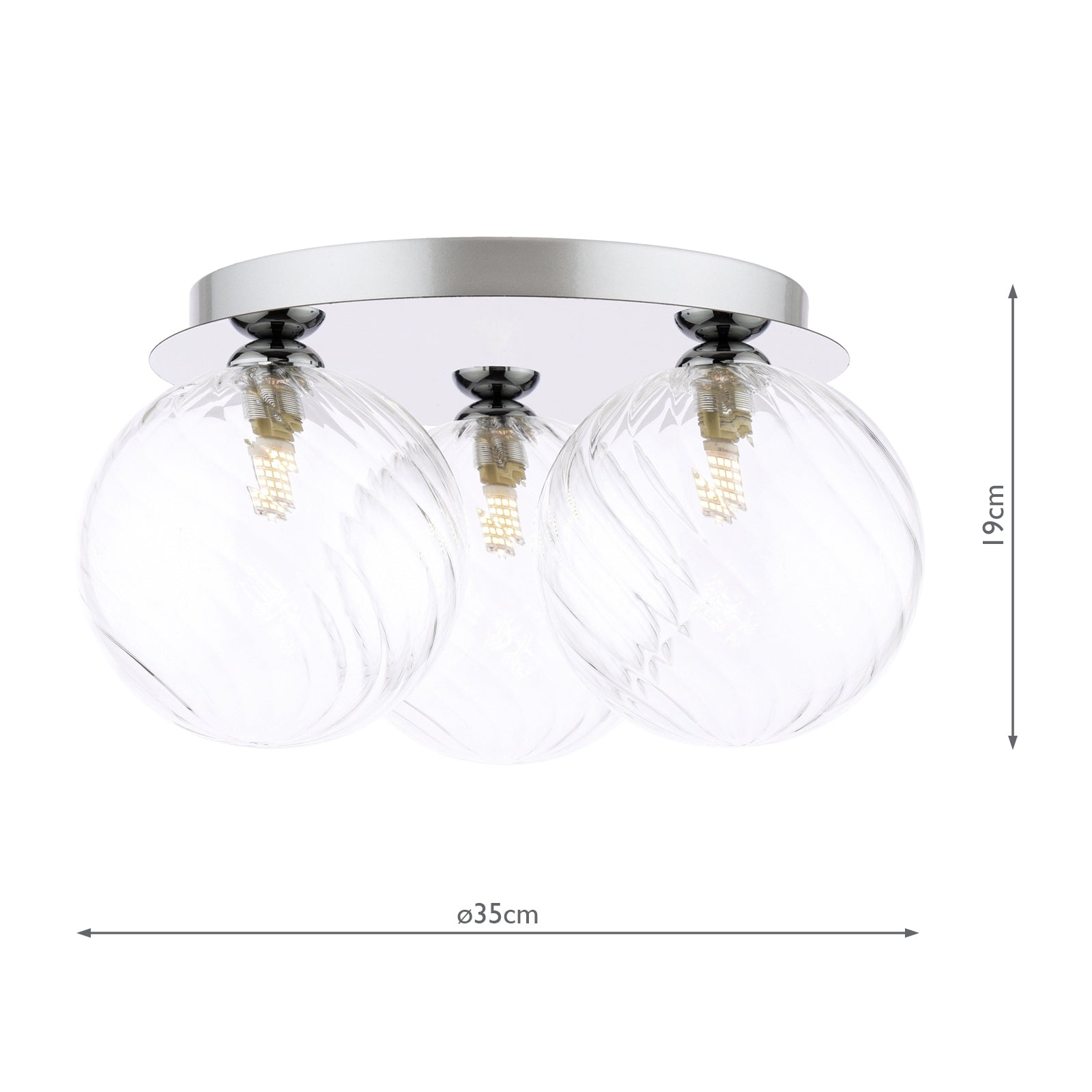 FOL5350-22 Foley 3 Light Flush Polished Chrome With Closed Glass