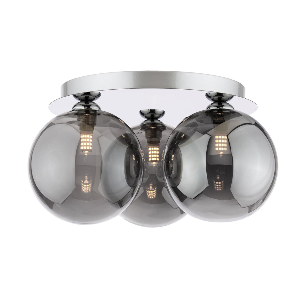 FOL5350-24 Foley 3 Light Flush Polished Chrome With Smoked Glass