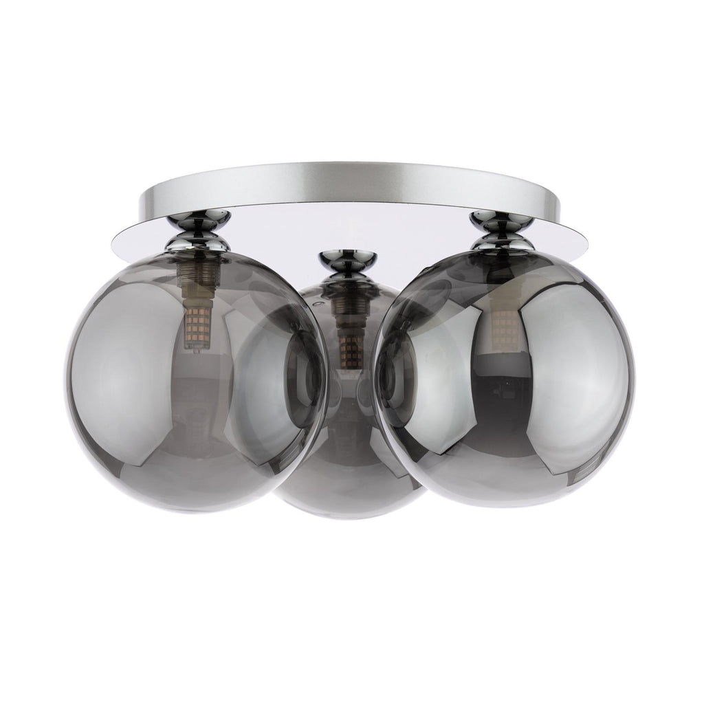FOL5350-24 Foley 3 Light Flush Polished Chrome With Smoked Glass