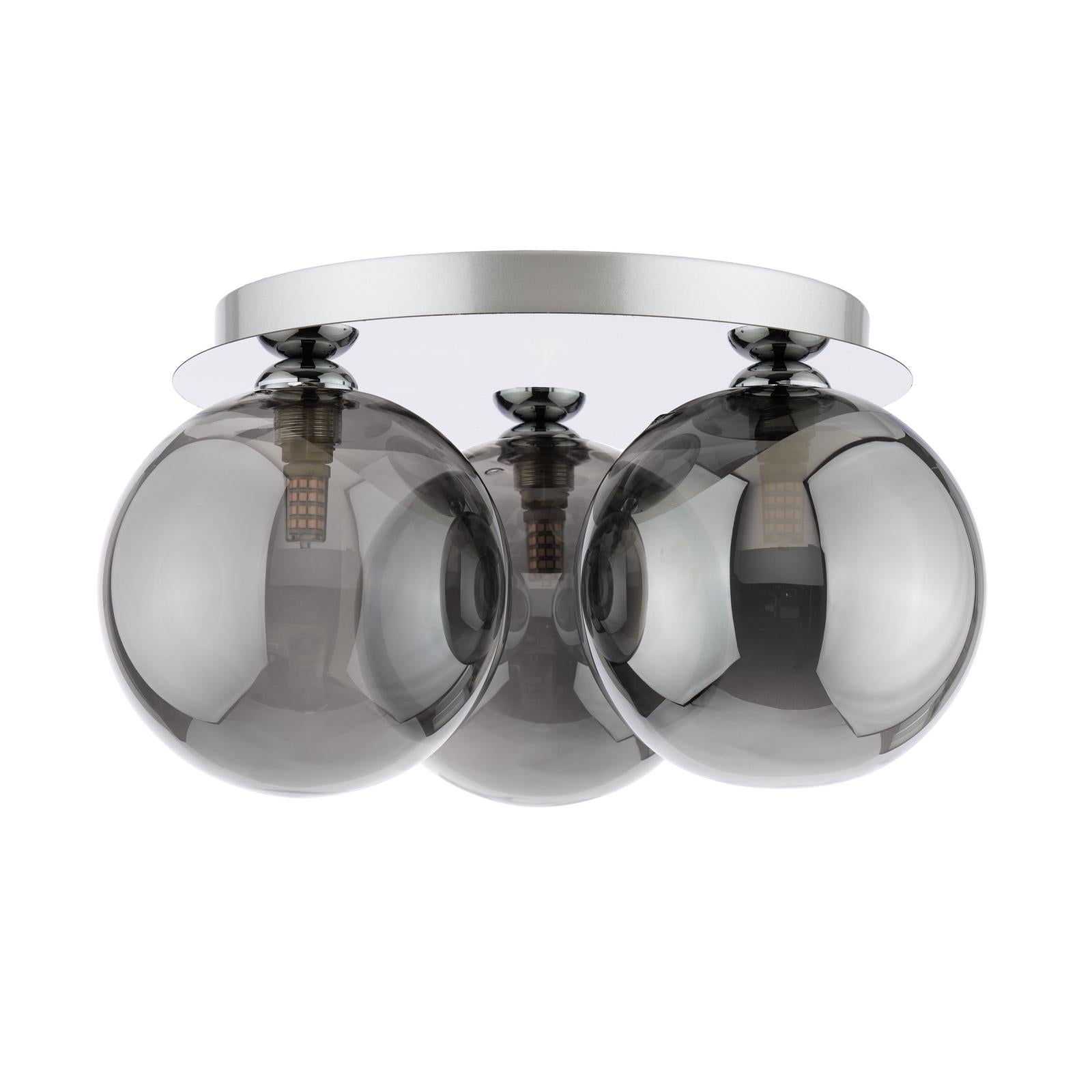 FOL5350-24 Foley 3 Light Flush Polished Chrome With Smoked Glass