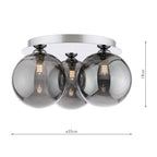 FOL5350-24 Foley 3 Light Flush Polished Chrome With Smoked Glass