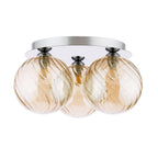 FOL5350-26 Foley 3 Light Flush Polished Chrome With Twisted Amber Glass