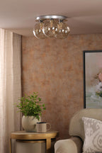 FOL5350-26 Foley 3 Light Flush Polished Chrome With Twisted Amber Glass