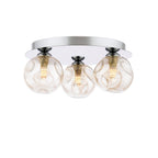 FOL5350-27 Foley 3 Light Flush Polished Chrome With Closed Organic Amber  Glass