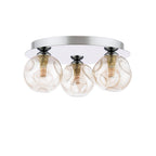 FOL5350-27 Foley 3 Light Flush Polished Chrome With Closed Organic Amber  Glass