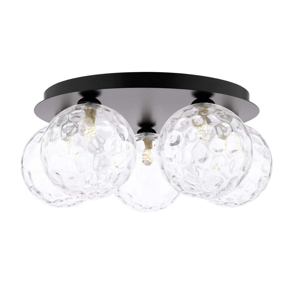FOL5422-12 Foley 5 Light Flush Matt Black With Clear Dimpled Glass
