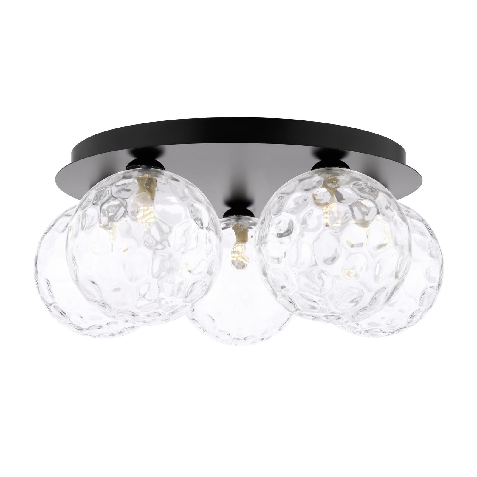 FOL5422-12 Foley 5 Light Flush Matt Black With Clear Dimpled Glass
