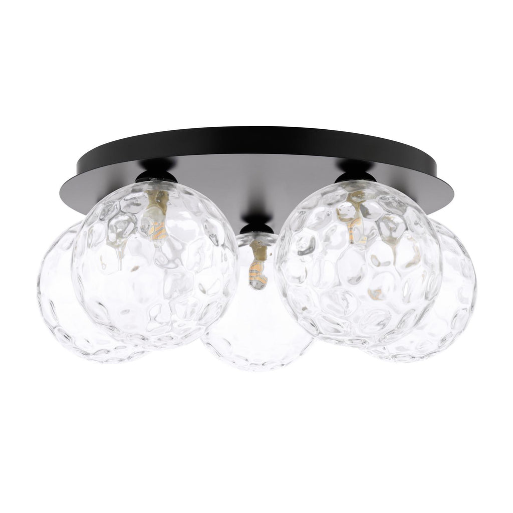 FOL5422-12 Foley 5 Light Flush Matt Black With Clear Dimpled Glass