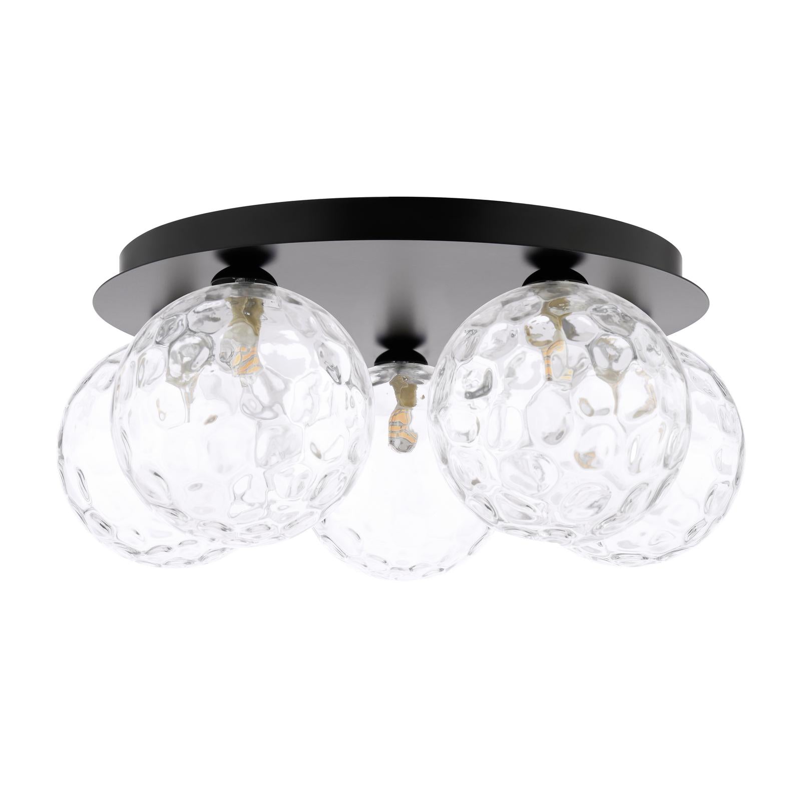 FOL5422-12 Foley 5 Light Flush Matt Black With Clear Dimpled Glass
