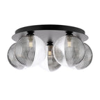 FOL5422-19 Foley 5 Light Flush Matt Black With Smoked/Clear Ribbed Glass