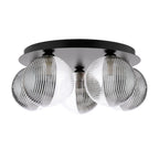 FOL5422-19 Foley 5 Light Flush Matt Black With Smoked/Clear Ribbed Glass
