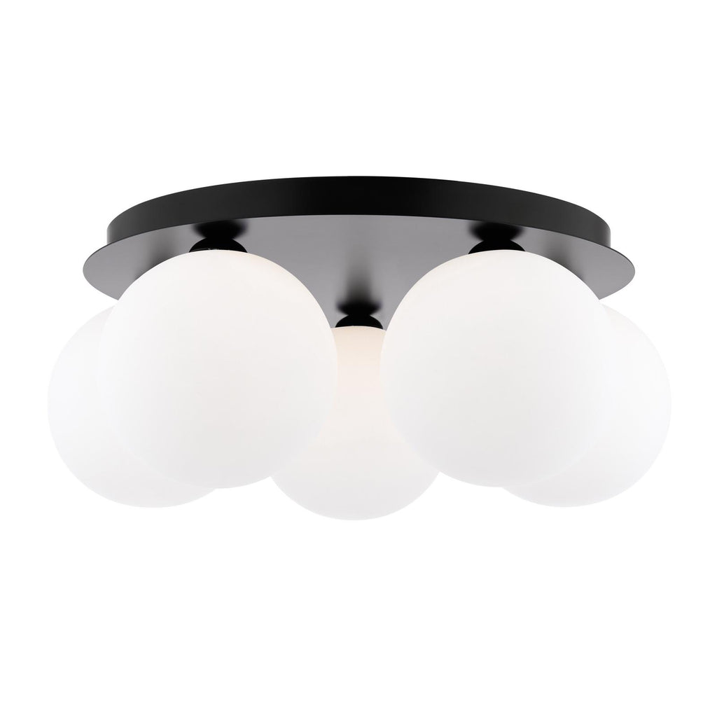 FOL5422-23 Foley 5 Light Flush Matt Black With Opal Glass