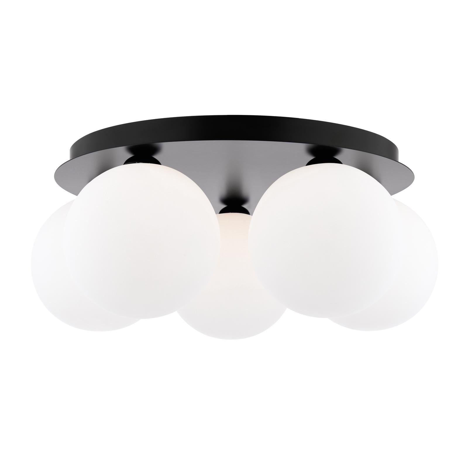 FOL5422-23 Foley 5 Light Flush Matt Black With Opal Glass