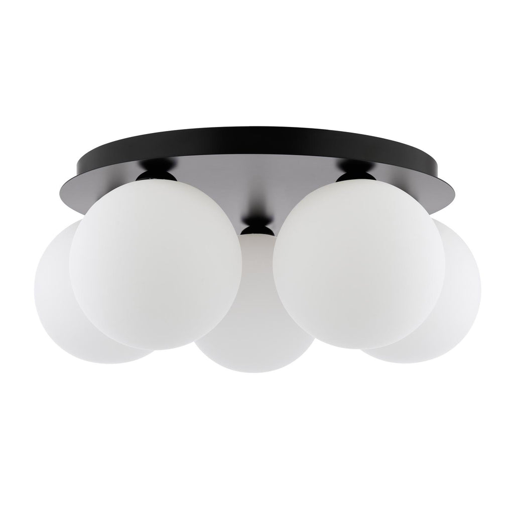 FOL5422-23 Foley 5 Light Flush Matt Black With Opal Glass