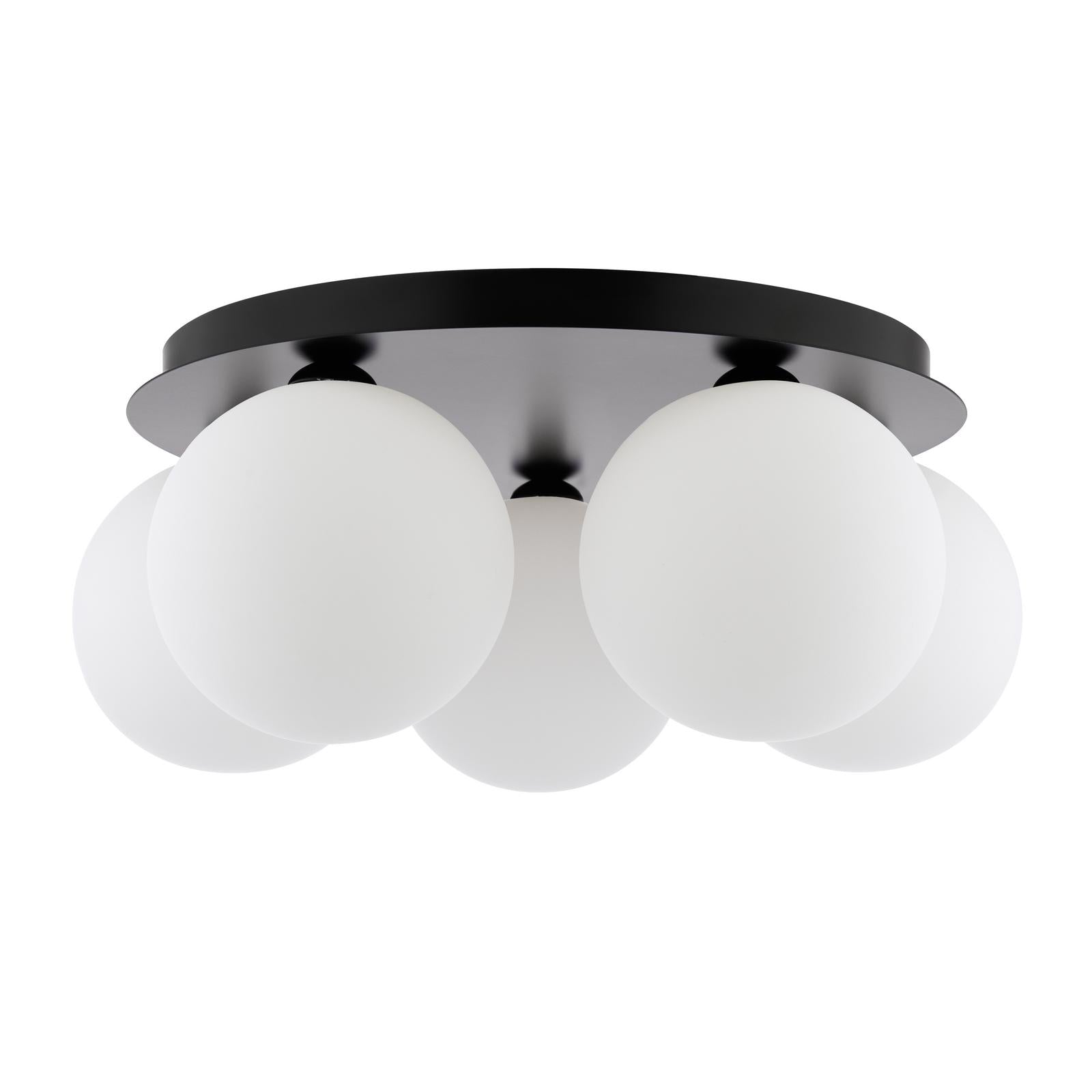 FOL5422-23 Foley 5 Light Flush Matt Black With Opal Glass
