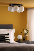 FOL5422-23 Foley 5 Light Flush Matt Black With Opal Glass