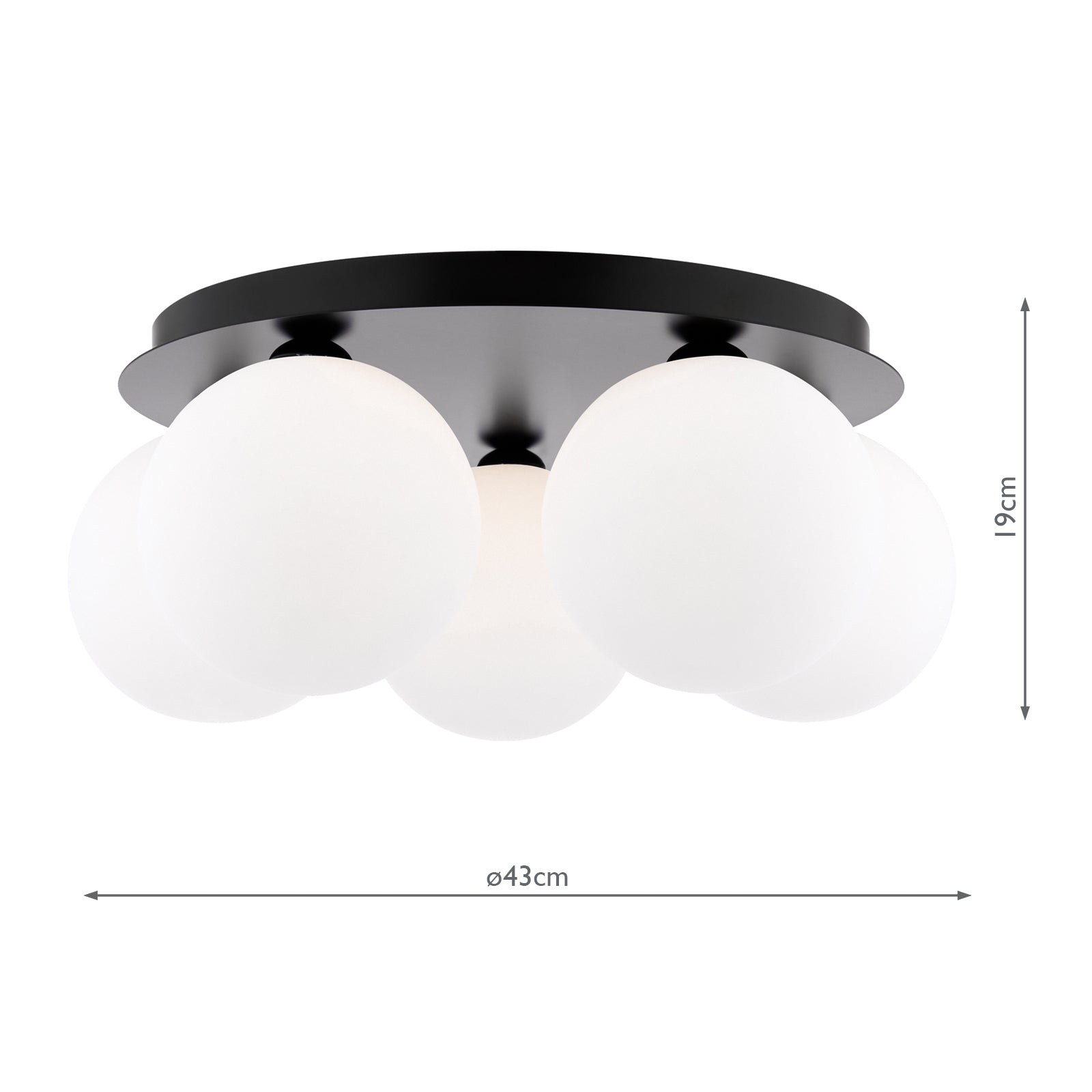 FOL5422-23 Foley 5 Light Flush Matt Black With Opal Glass