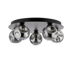 FOL5422-28 Foley 5 Light Flush Matt Black With Closed Organic Smoked Glass
