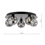 FOL5422-28 Foley 5 Light Flush Matt Black With Closed Organic Smoked Glass