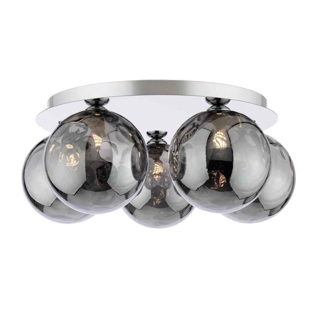 FOL5450-10 Foley 5 Light Flush Polished Chrome With Smoked Dimpled Glass