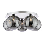 FOL5450-10 Foley 5 Light Flush Polished Chrome With Smoked Dimpled Glass
