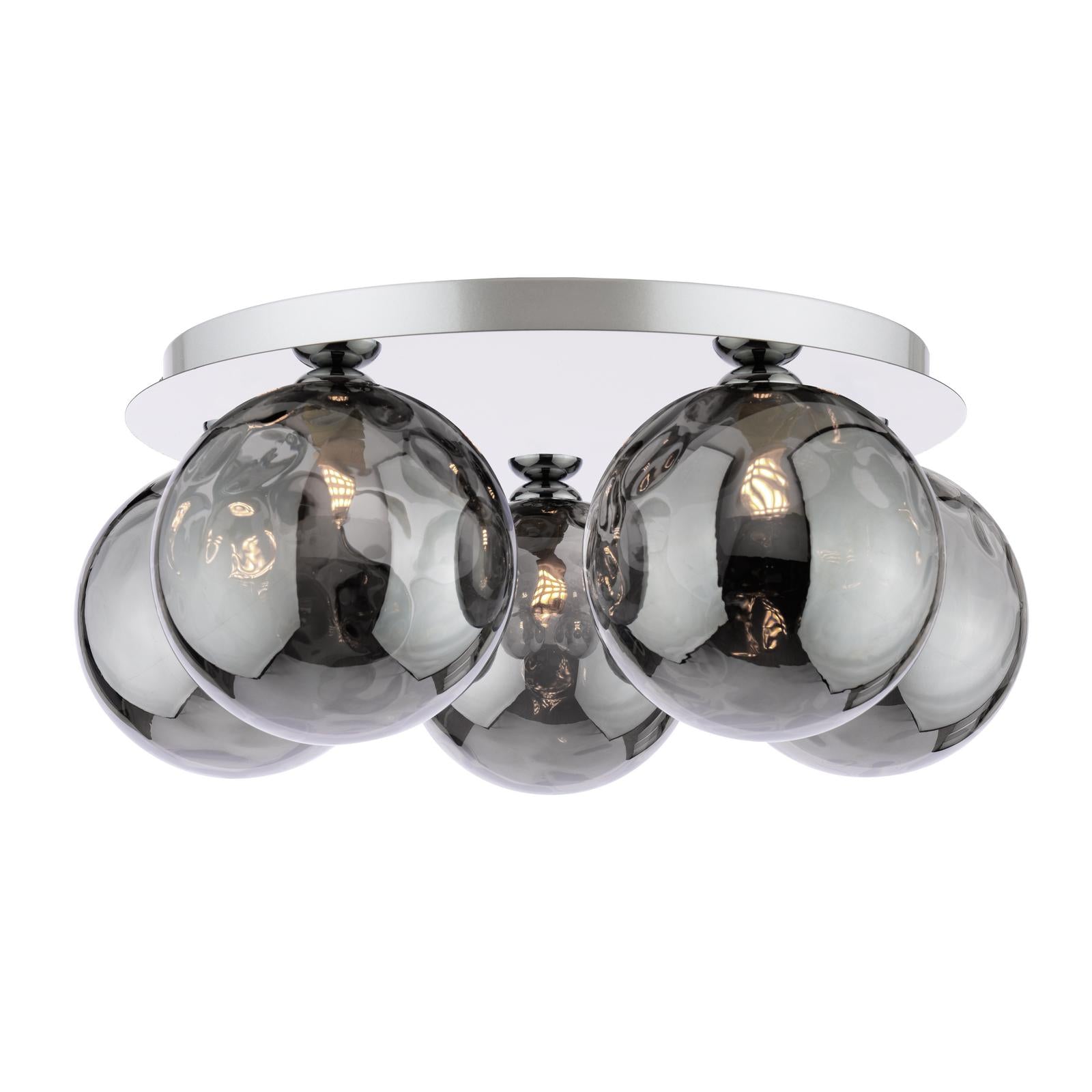 FOL5450-10 Foley 5 Light Flush Polished Chrome With Smoked Dimpled Glass