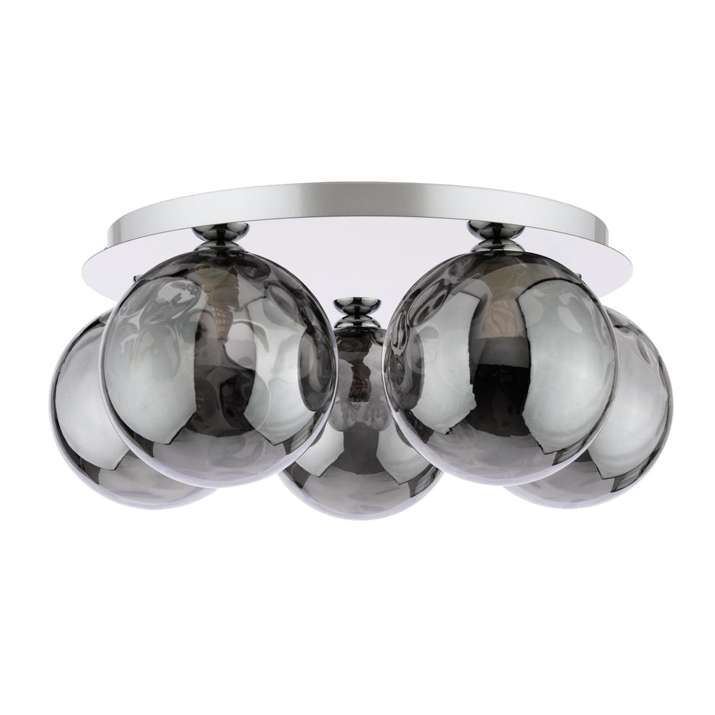FOL5450-10 Foley 5 Light Flush Polished Chrome With Smoked Dimpled Glass