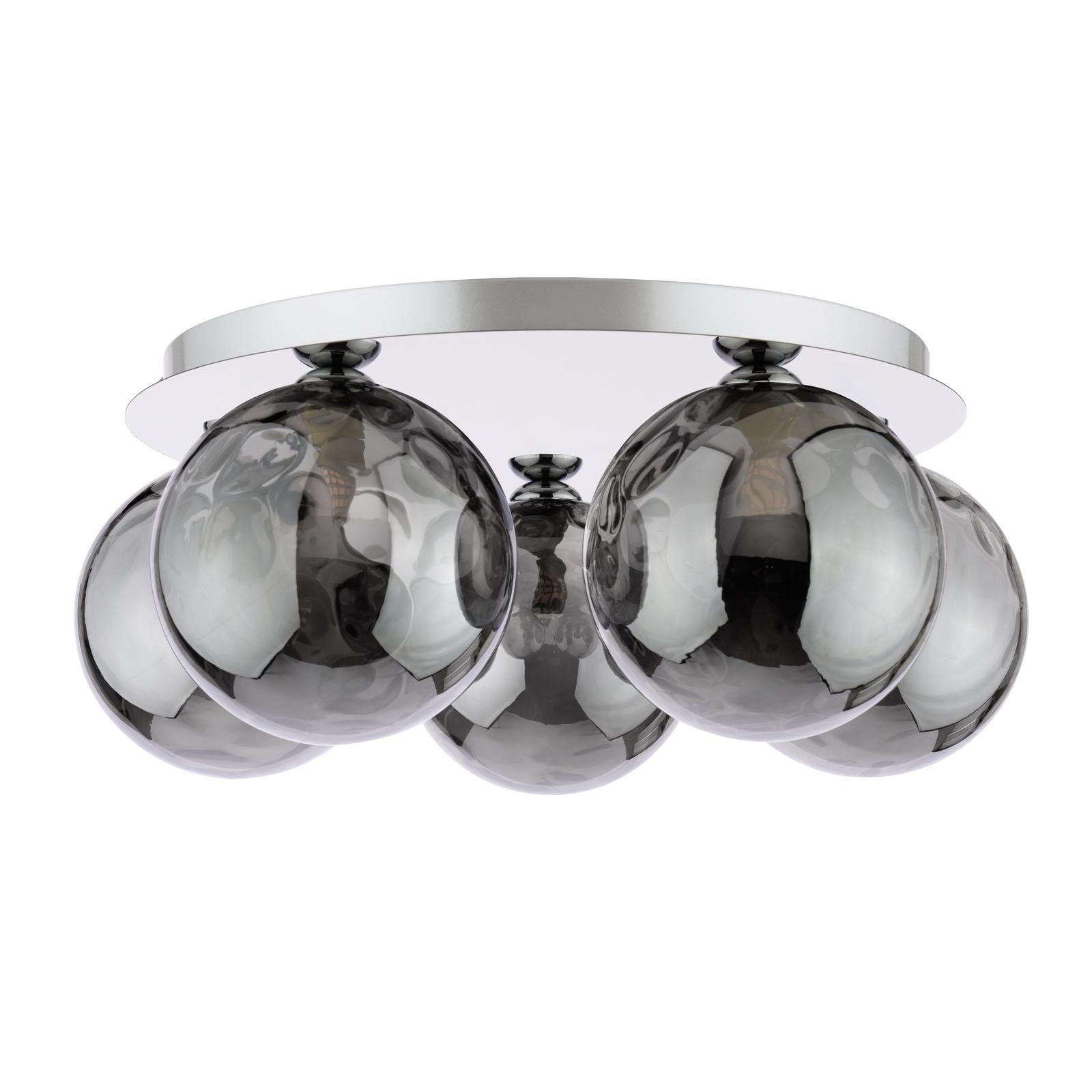 FOL5450-10 Foley 5 Light Flush Polished Chrome With Smoked Dimpled Glass