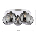 FOL5450-10 Foley 5 Light Flush Polished Chrome With Smoked Dimpled Glass