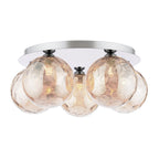 FOL5450-11 Foley 5 Light Flush Polished Chrome With Amber Dimpled Glass