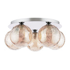 FOL5450-11 Foley 5 Light Flush Polished Chrome With Amber Dimpled Glass