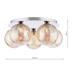 FOL5450-11 Foley 5 Light Flush Polished Chrome With Amber Dimpled Glass