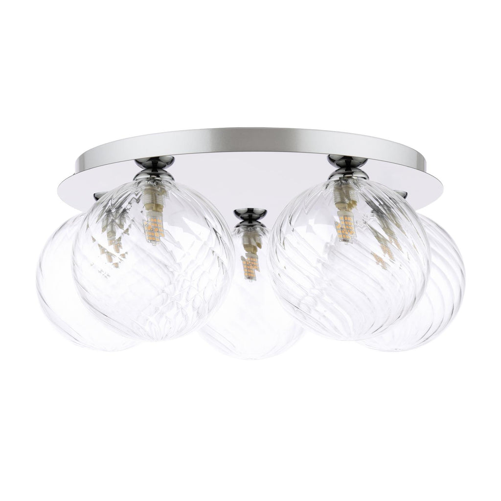 FOL5450-22 Foley 5 Light Flush Polished Chrome With Closed Glass