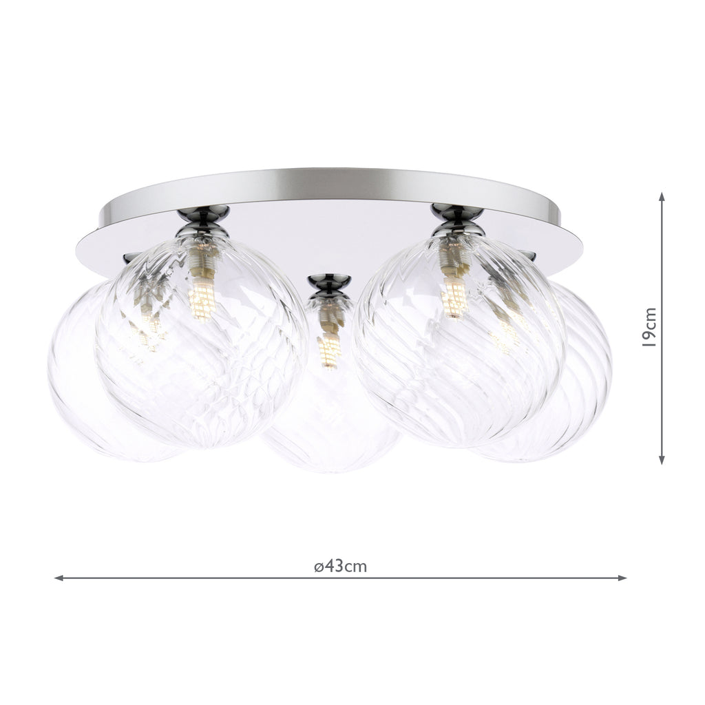 FOL5450-22 Foley 5 Light Flush Polished Chrome With Closed Glass