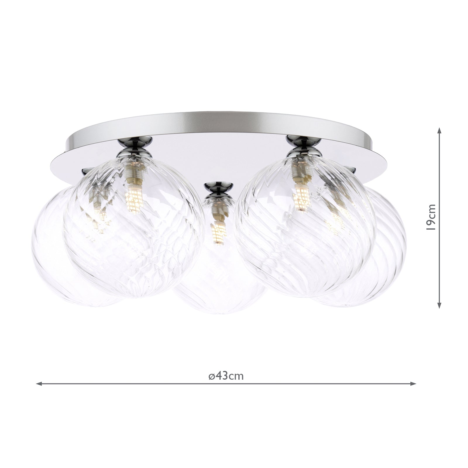 FOL5450-22 Foley 5 Light Flush Polished Chrome With Closed Glass