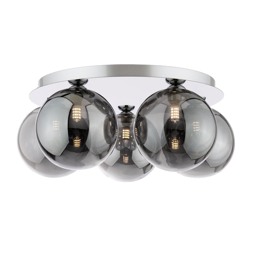 FOL5450-24 Foley 5 Light Flush Polished Chrome With Smoked Glass